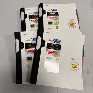 Five Star 5‑Subject College Ruled Spiral Notebook Dividers & Pockets Pack of 4